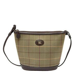 Burberry's - Gray Beige Dark Brown Multi Jacquard Leather Shoulder Bag